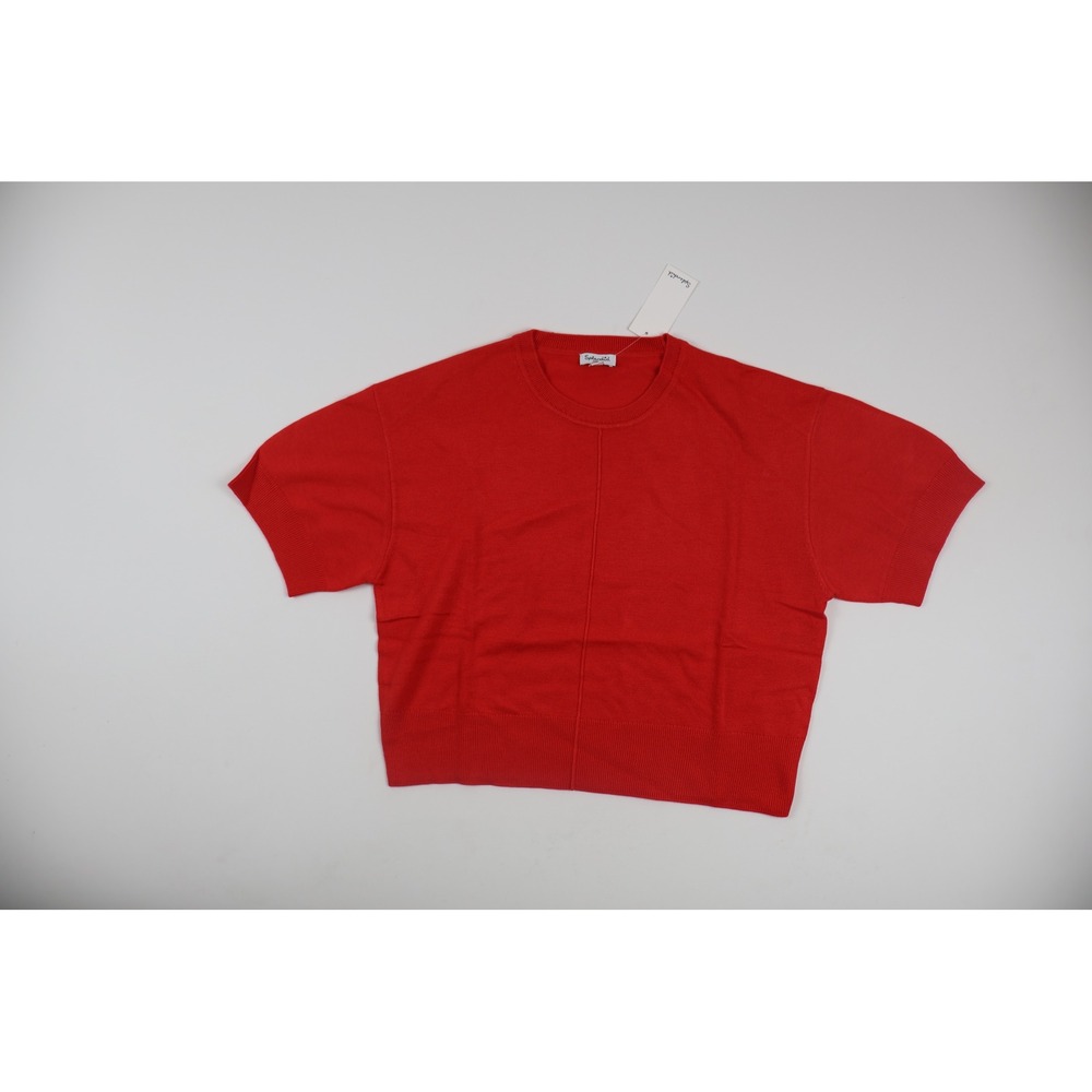 Splendid Short Sleeve Knit Top Red Solid Large NWT 99.00